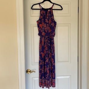 Jersey knit tie/elastic waist jumpsuit